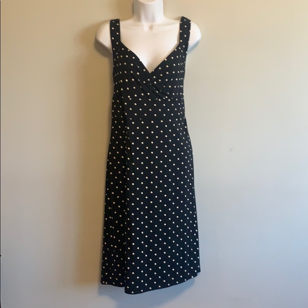 Ann Taylor LOFT Black & White Polka Dot Dress 12